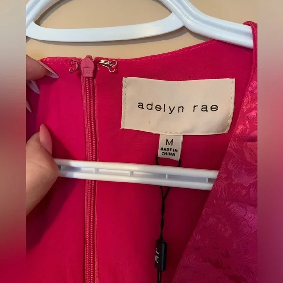 🌸ADELYN RAE💗hot pink silk floral Lindsey Wrap Jacquard Mini wrap Dress NWT - Picture 12 of 16